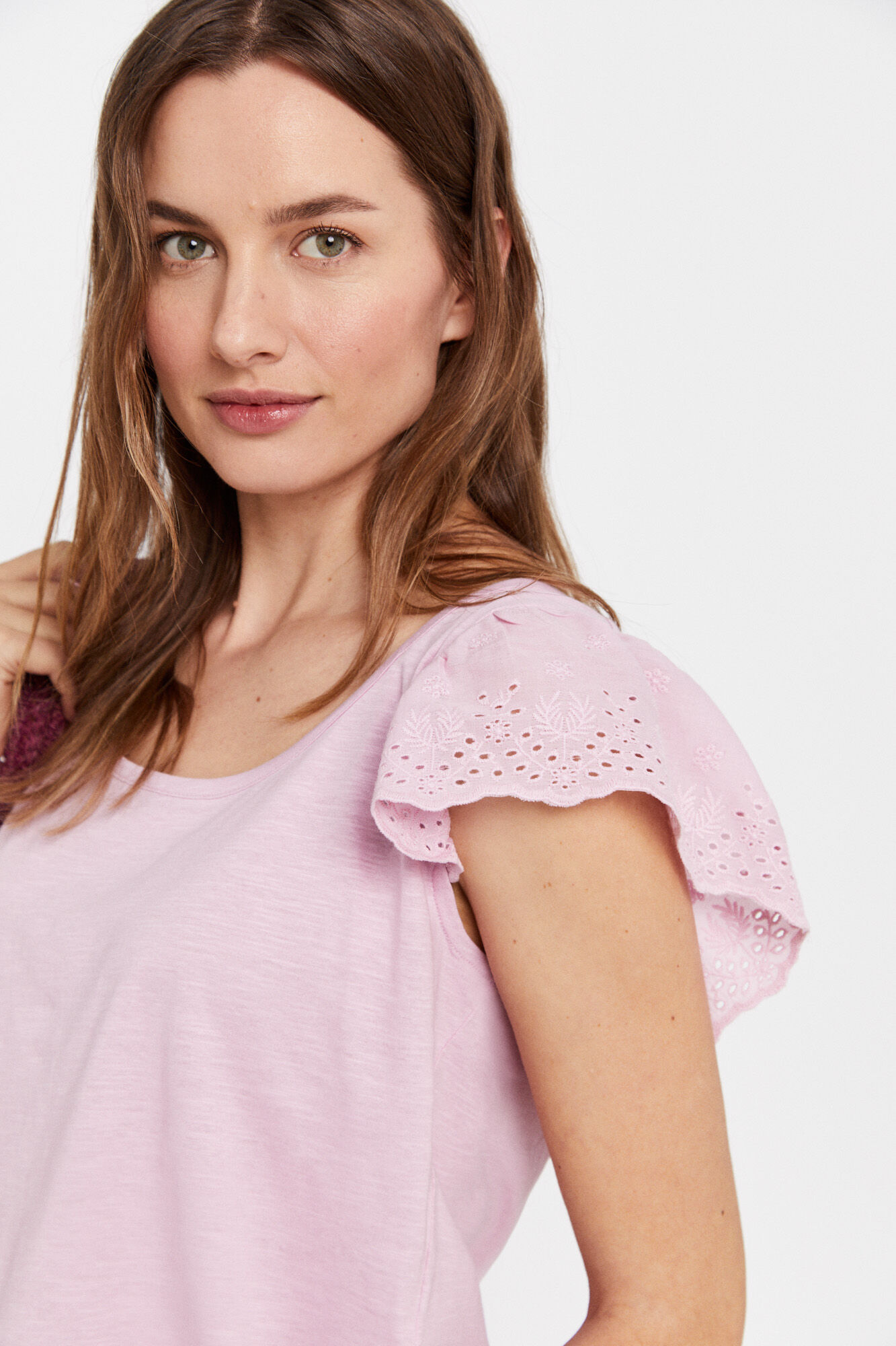 Camiseta com mangas combinadas - Roxa