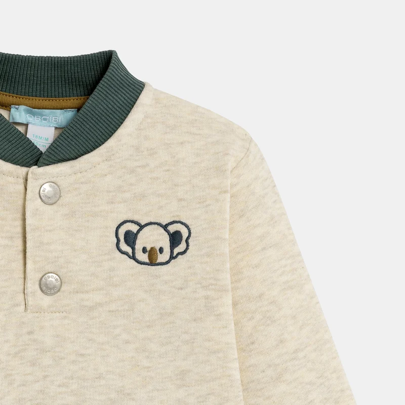 Sweat en molleton col teddy vert bébé garçon Blanc