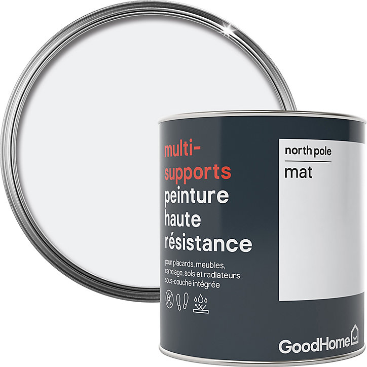Peinture haute résistance multi-supports GoodHome blanc North Pole mat 0,75L