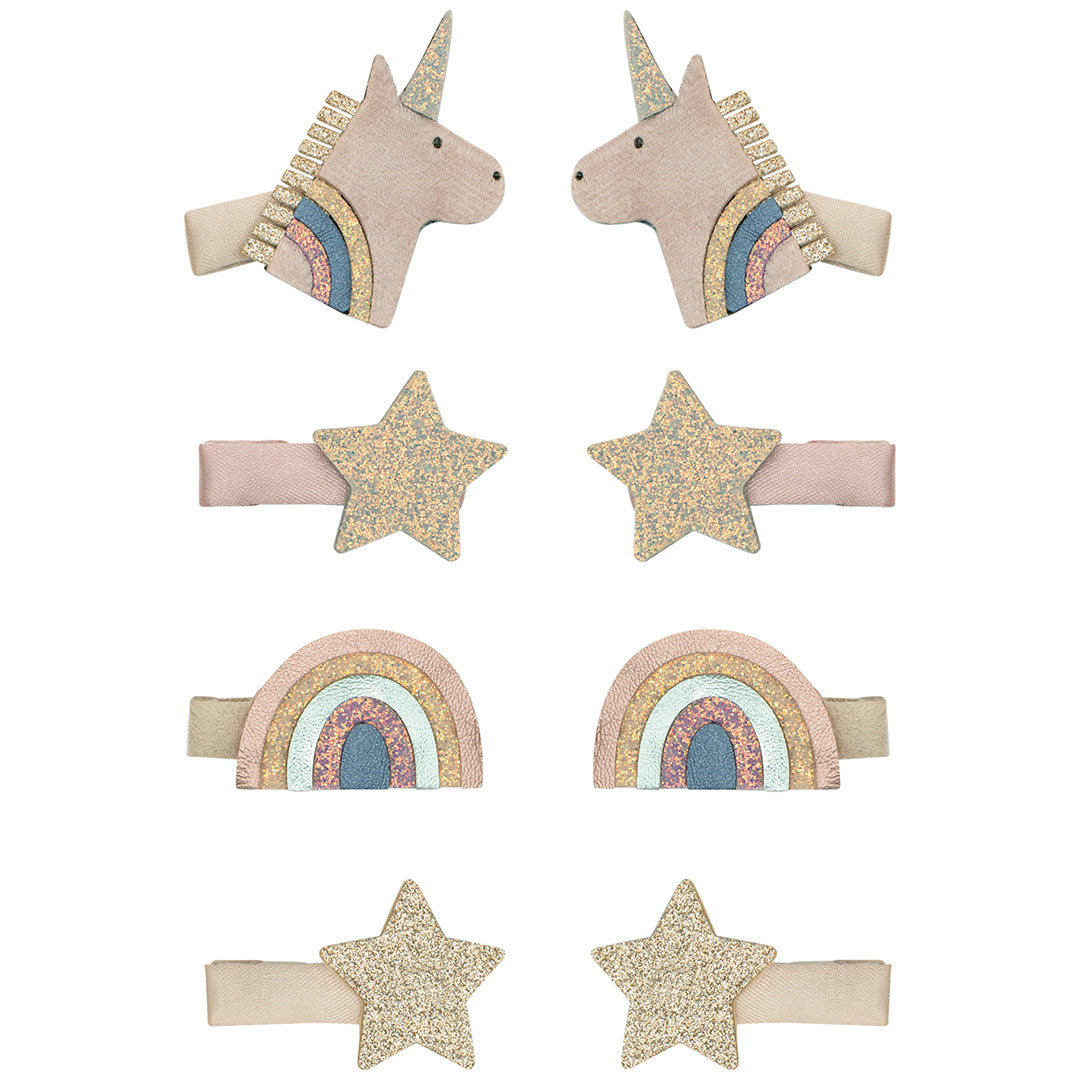 mimi & lula haarclipjes celeste unicorn - pink multi - 8st