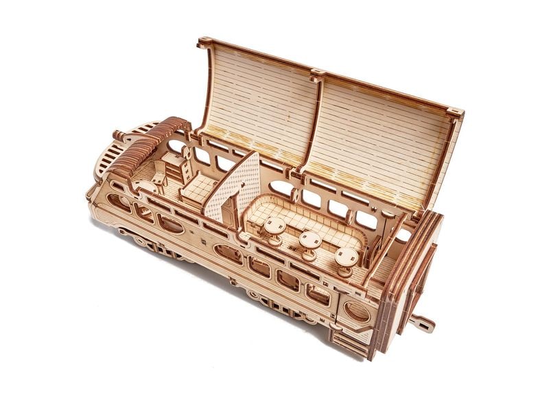 WoodTrick Bausatz Atlantic Express-Zug Zug mit Personenwagen, 3D-Bausatz aus Holz