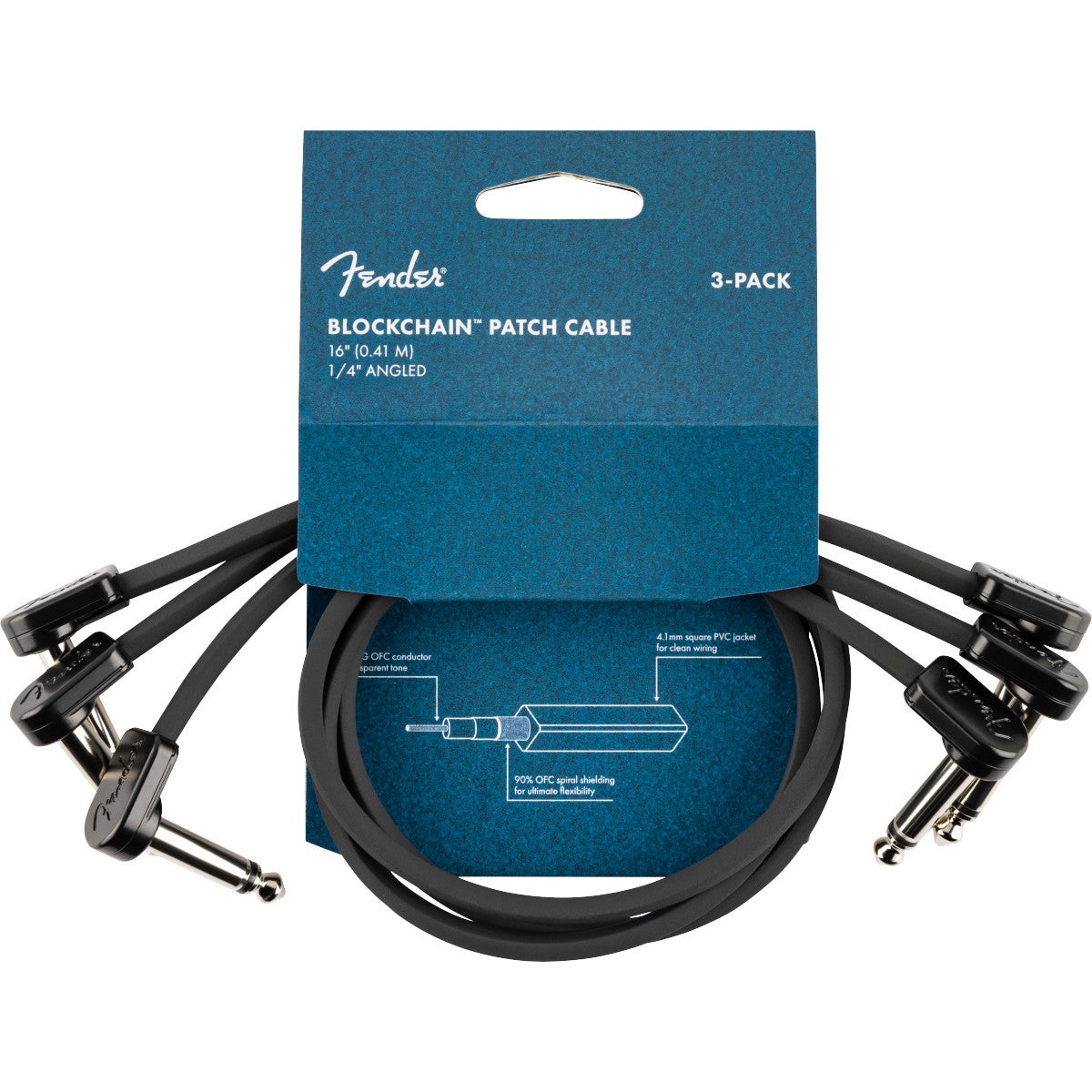 Fender Blockchain 16” Patch Cables Angle/Angle 40 cm (3 stuks)