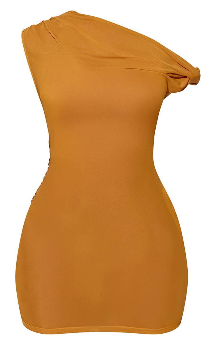 Orange Robe De Plage Courte En Mesh Moutarde Avec Détail Torsadé Aux Épaules