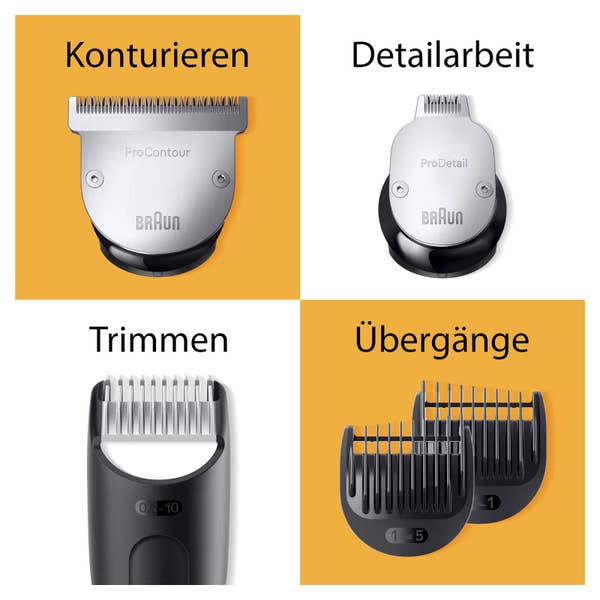 Braun Barttrimmer BT9440, Trimmer mit Barber Tools und 180 Min. Laufzeit