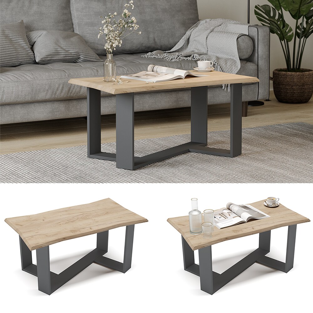 Vicco Couchtisch Sofatisch Beistelltisch Arne Baumkante Goldkraft/Anthrazit