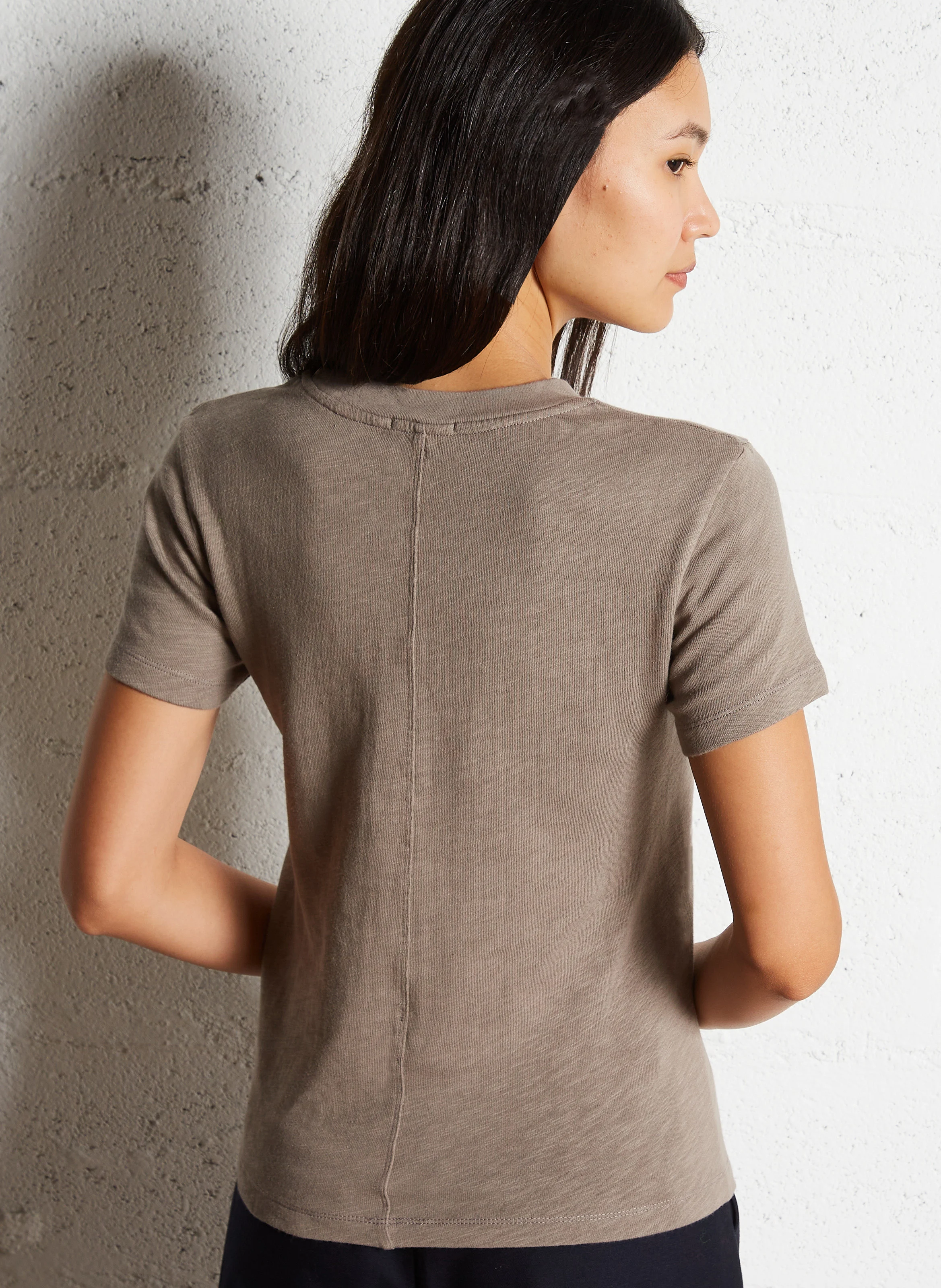 SONOMA - Tee-shirt col rond droit en coton | Marron