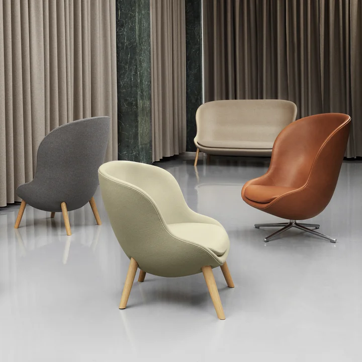 Normann Copenhagen - Hyg Lounge Chair High, Eiche / grau (Flax MLF26)