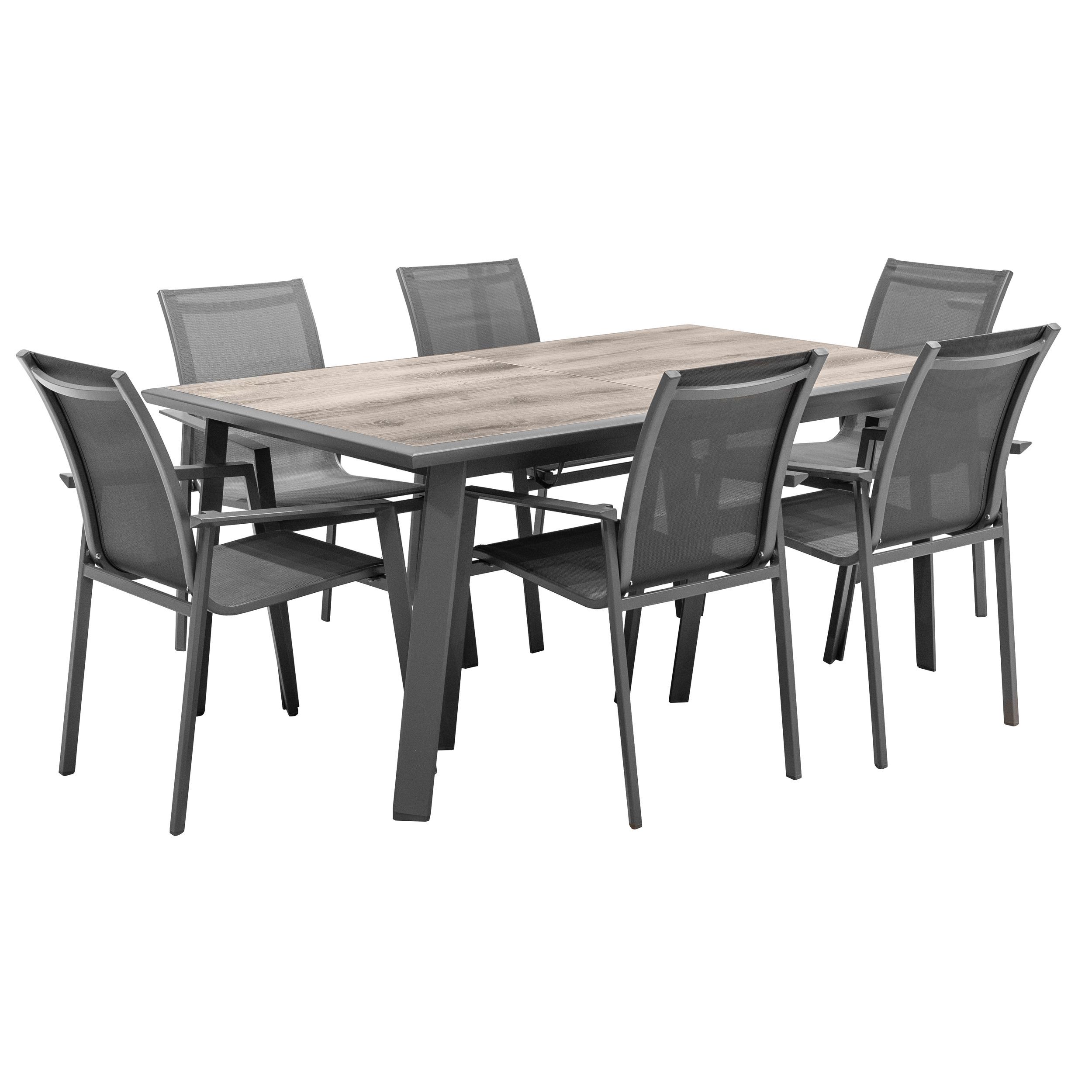 TABLE PAVANE EXTENSIBLE ALUMINIUM PECAN 10 PLACES
