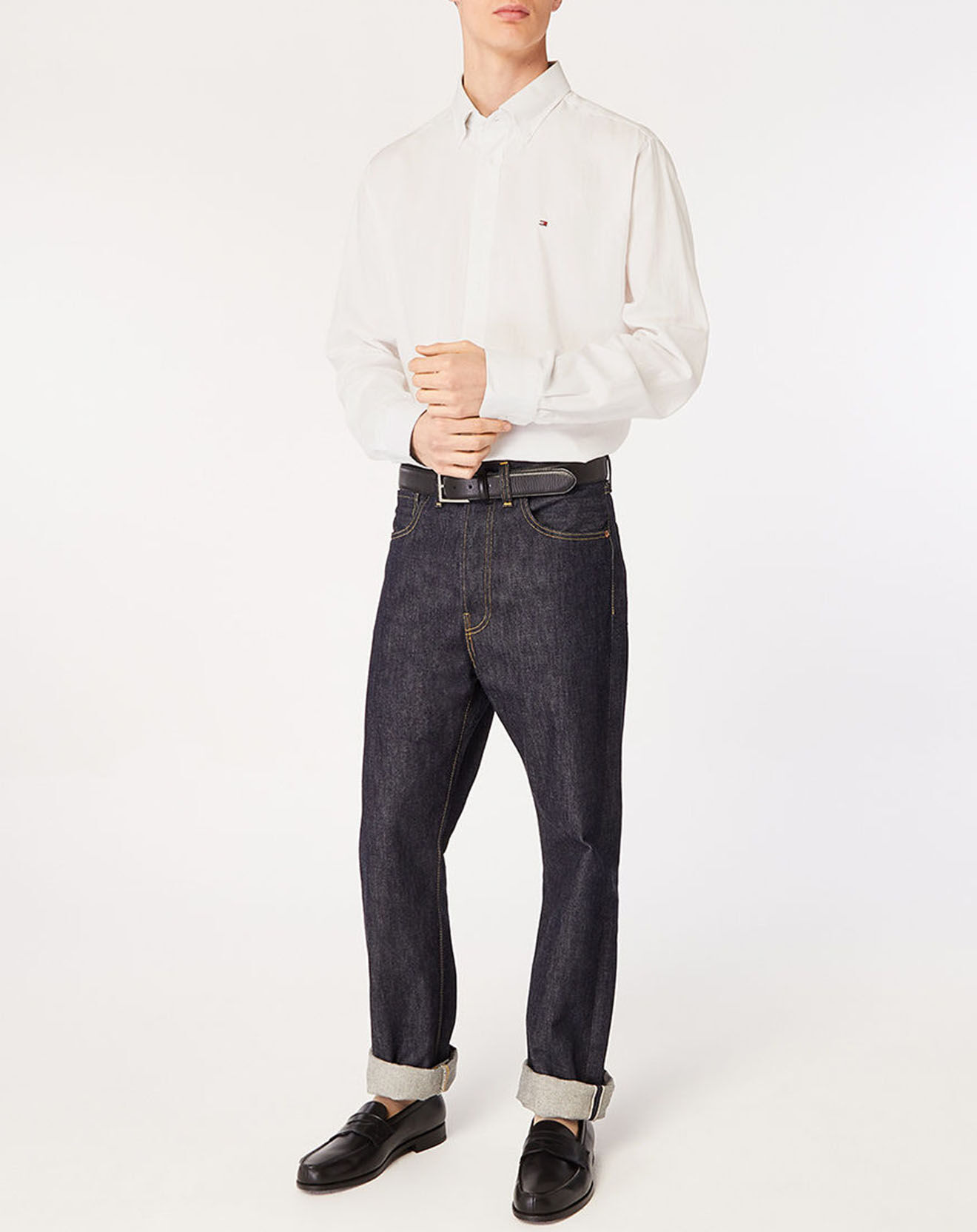 Tommy Hilfiger Chemise droite Oxford Solid blanche