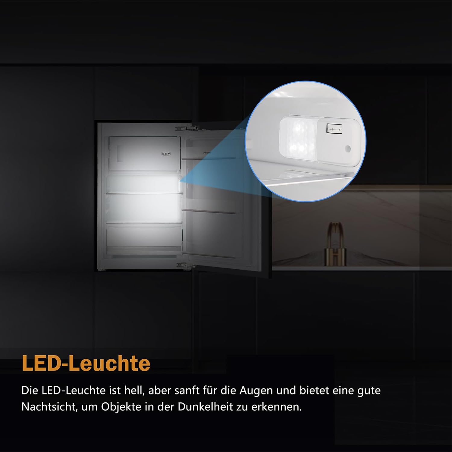 Einbaukühlschrank mit gefrierfach 88cm Einbau kühlschrank 118 L | ( 16L Gefrierfach + 102L Kühlschrank ) | Energieeffizient | Leise | 2 hat,1 schubladen | Einfach zu reinigen | Wechselbaren Türsc
