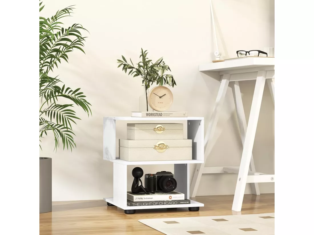 Table d'appoint 3 étagères,avec 4 coussinet antidérapants, 39,5 x 39,5 x 45 cm