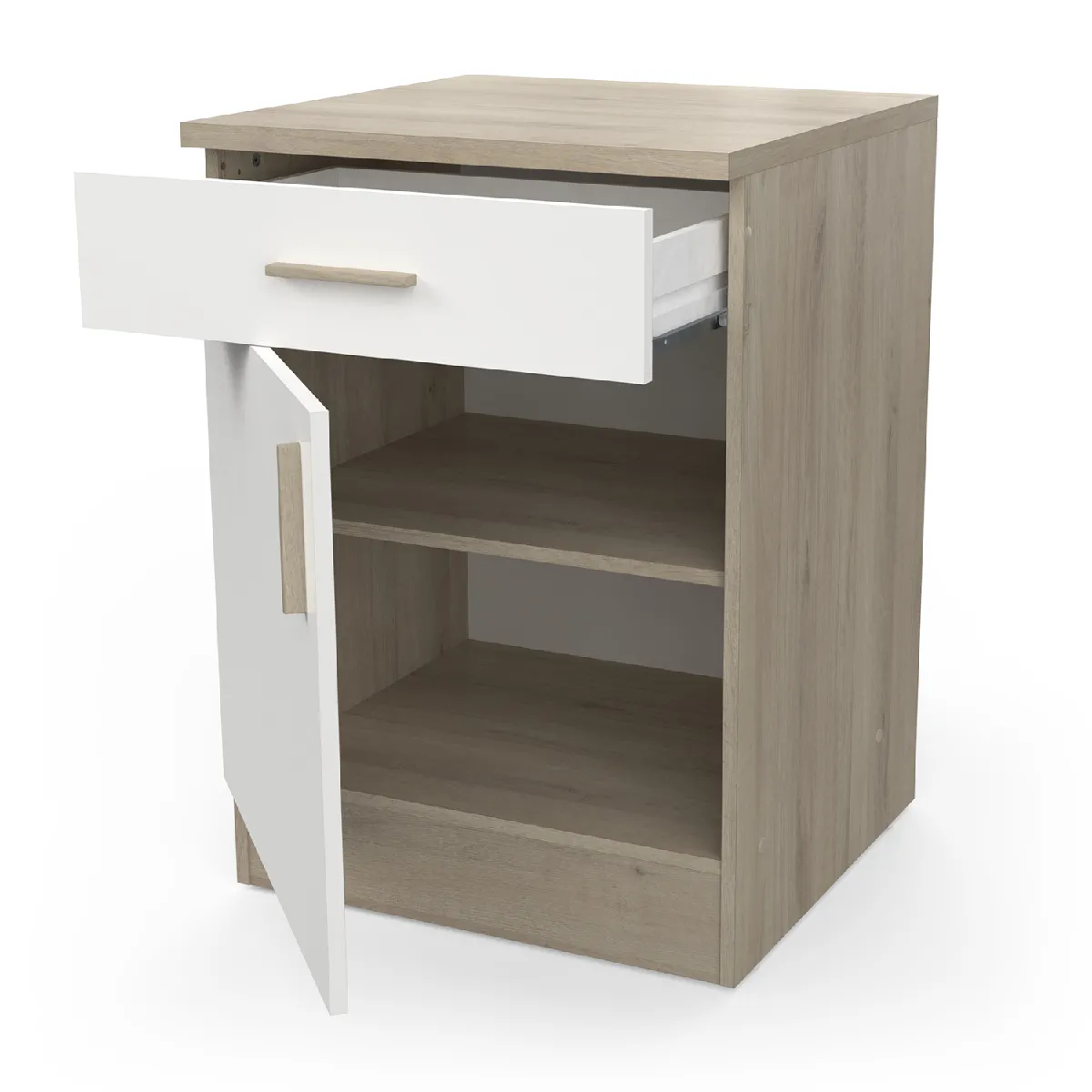 pegane Meuble bas cuisine 1 porte 1 tiroir - Chêne