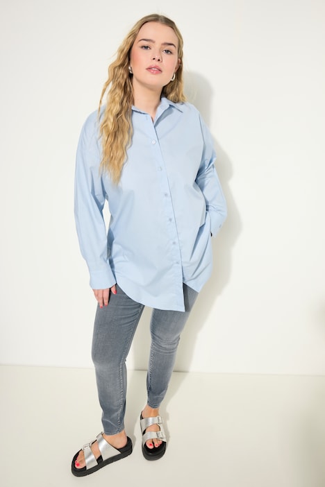 Bluse, oversized, Rücken-Knopfleiste, Langarm