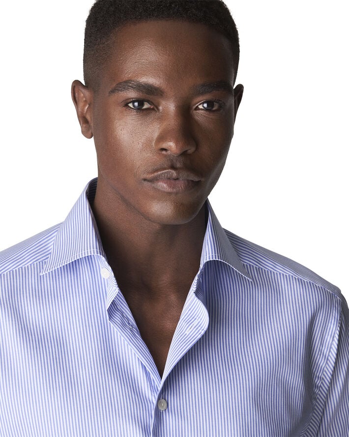 ETON Slim Fit Mid Blue Twill Shirt Blå