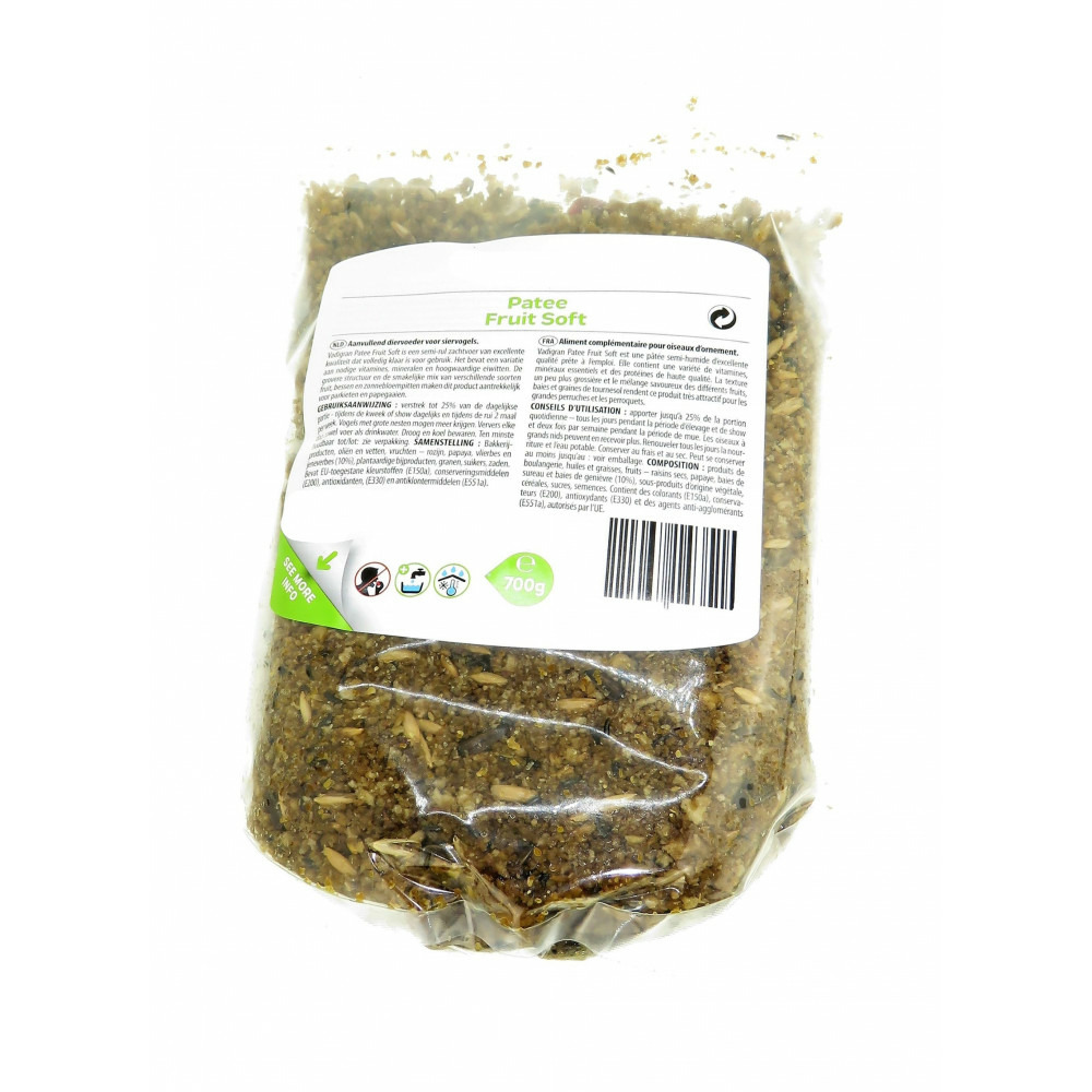 Pâtée soft aux fruits 700 g aliment complémentaire pour oiseaux