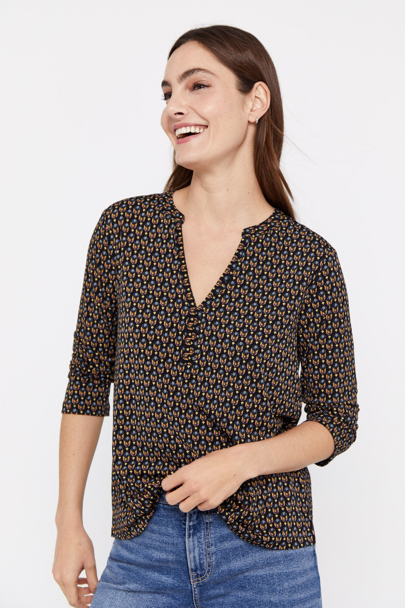 Top em ponto Cuello - Multicolorido
