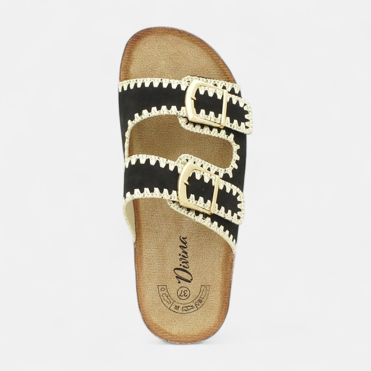 Mules semelle liège Femme noir