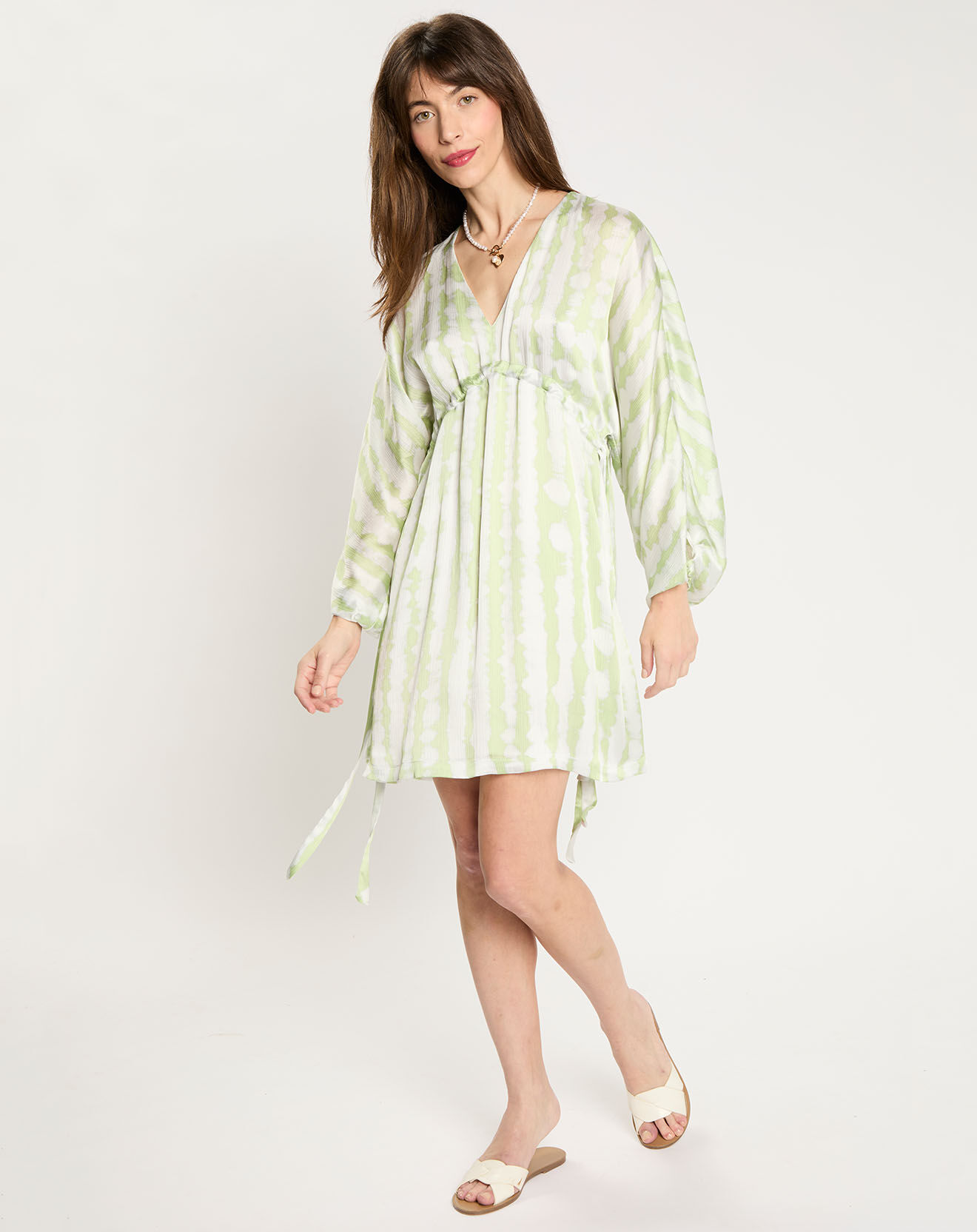 Zapa Robe Rokhya imprimée vert päle
