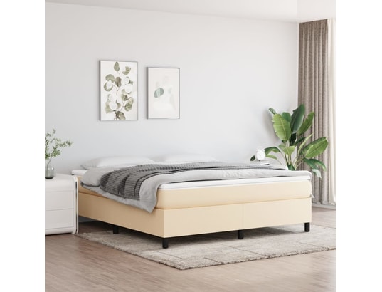 VIDAXL - Sommier 180 x 200 Sommier à ressorts de lit crème 180x200 cm tissu