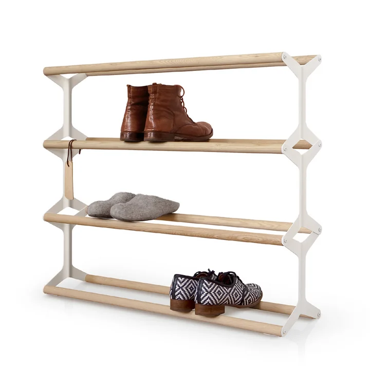 vonbox - Schuhregal Stixx 4fach, weiss / Esche
