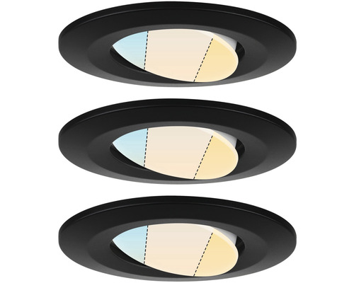 LED inbouwspots set IP65 3x5W 3x400 lm 2700-6500K Ø 9/6,8 cm zwart Kleurtemperatuur regelbaar via wandschakelaar 230V