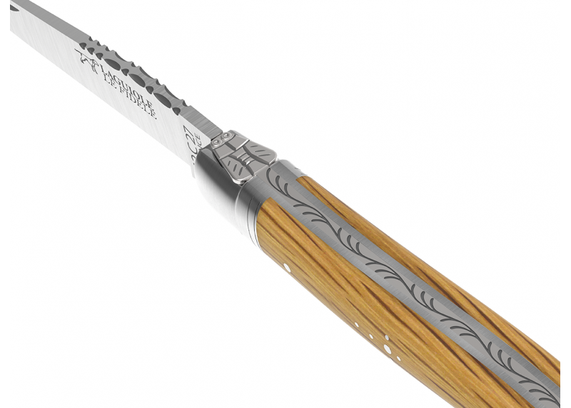 Couteau Laguiole avec un manche en bois de chêne et 1 mitre en acier inoxydable