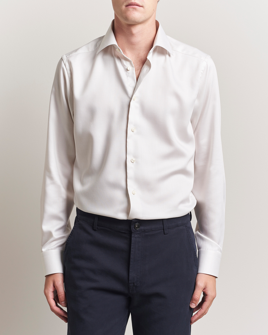 Eton Slim Fit Fine Twill Shirt Light Beige