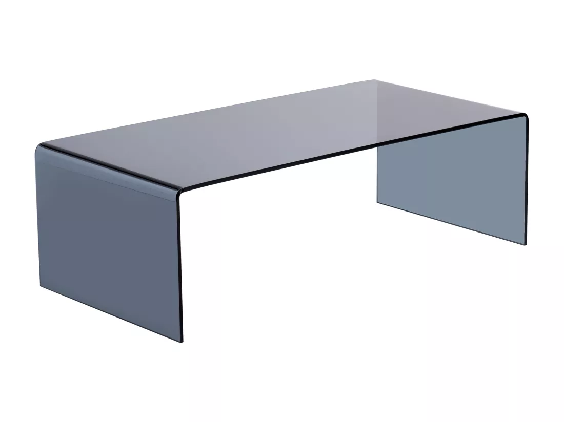 Table basse en verre trempé courbé et fumé - Noir - ALONZO