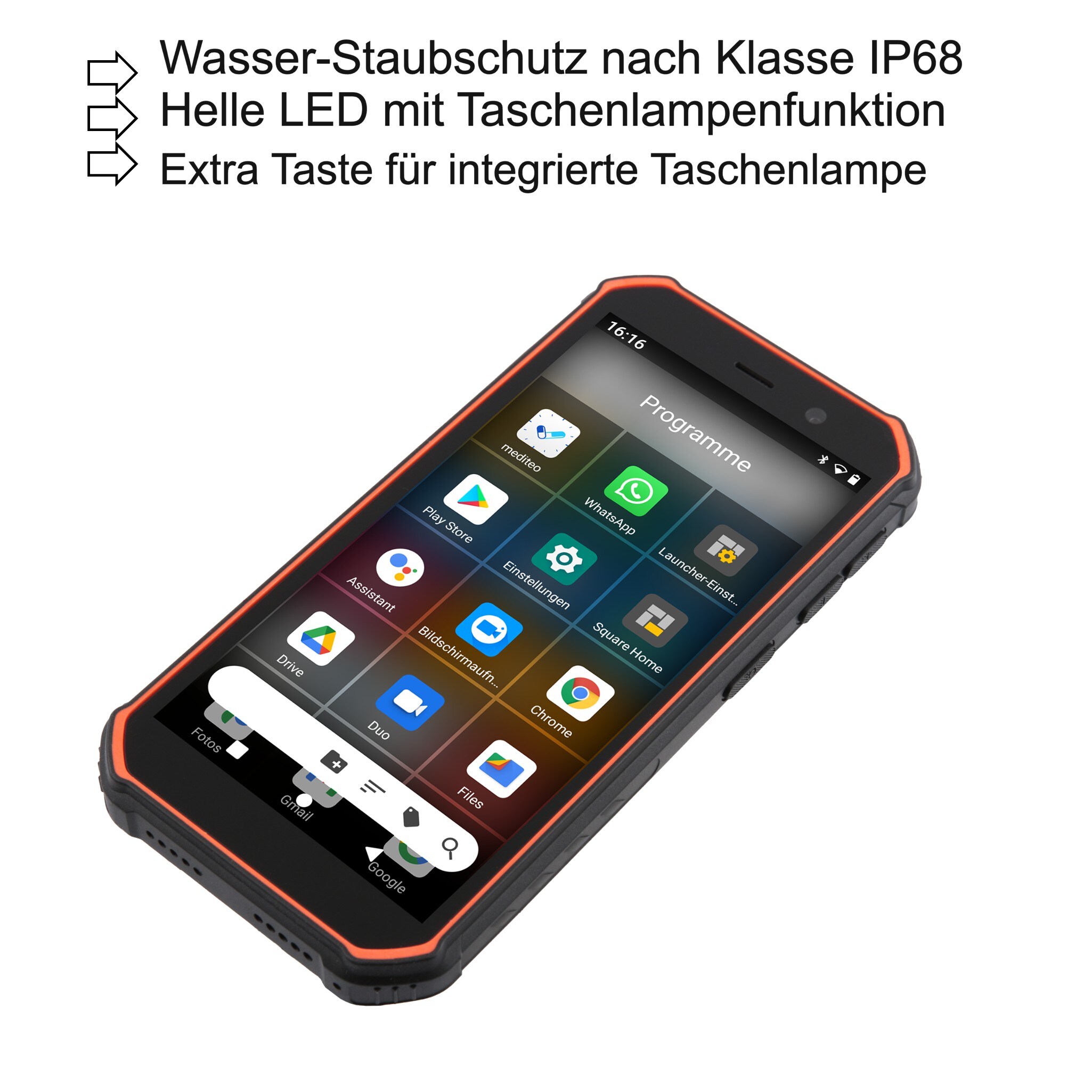 Outdoor Smartphone Wasser-Staubschutz nach Klasse IP685000mAh Batterie