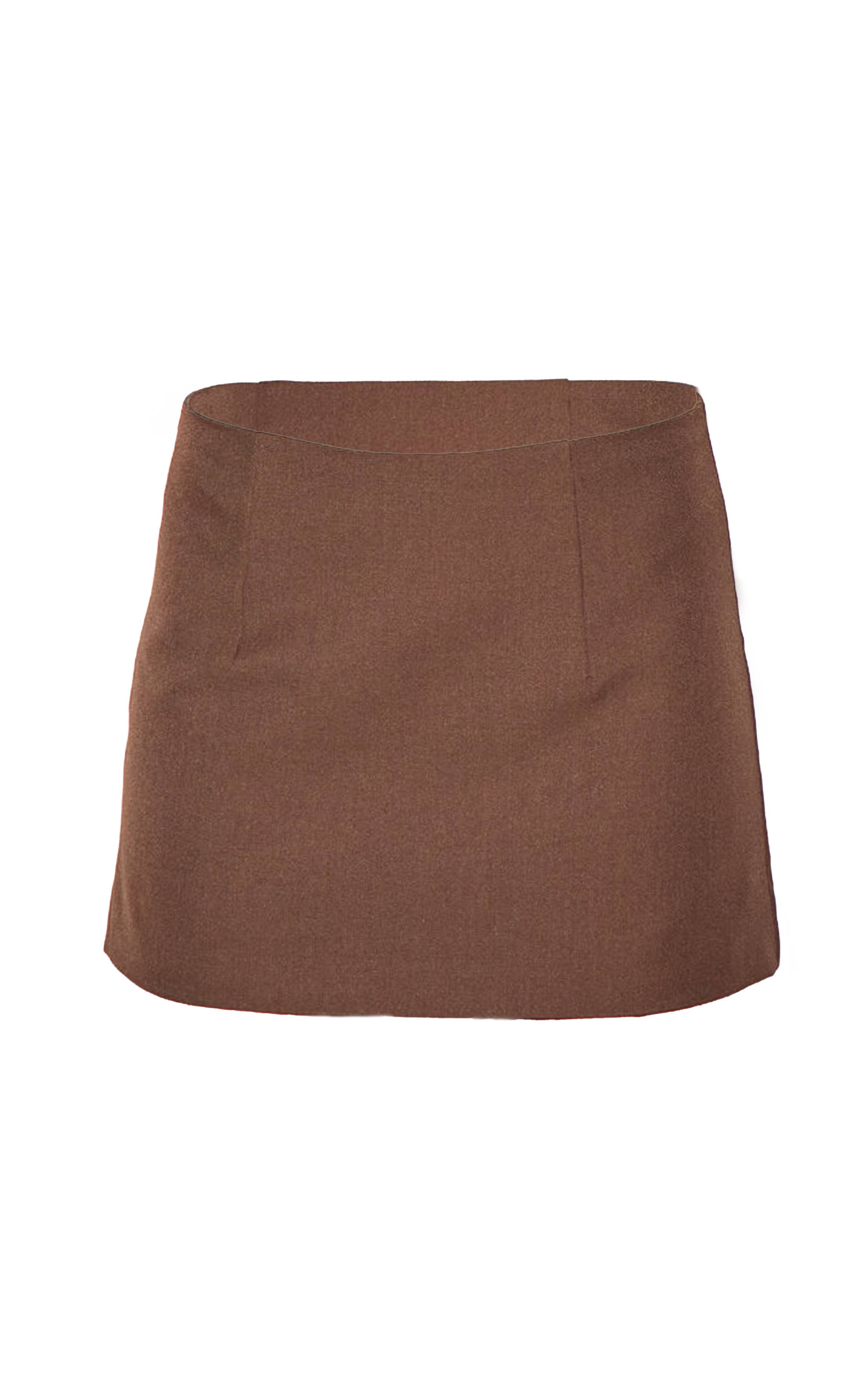 Chocolat Mini-jupe Taille Haute Évasée En Tissu Tissé