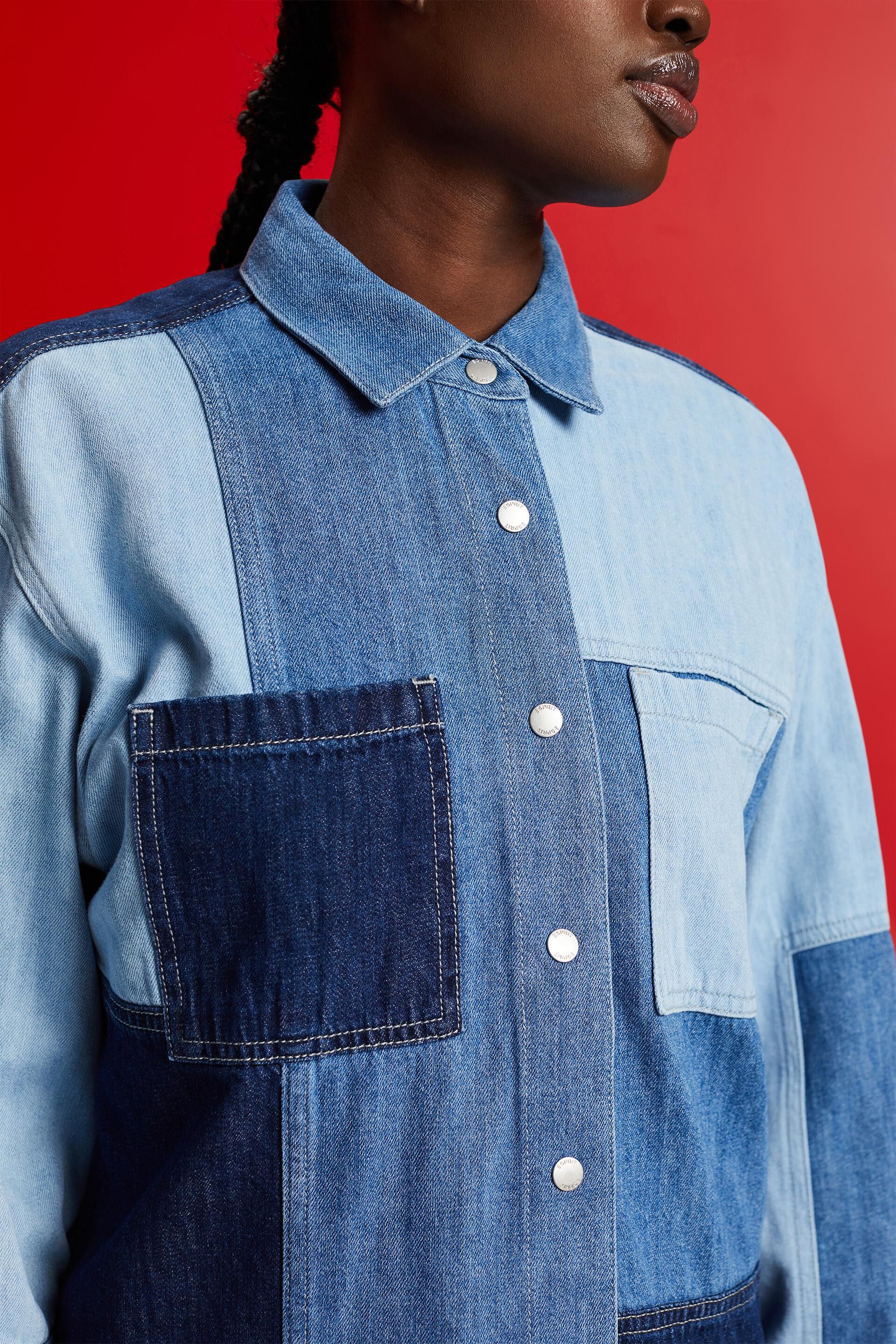 Chemise en jean à motif patchwork, coton mélangé