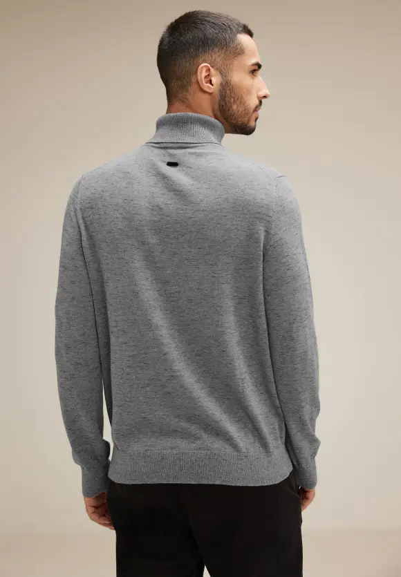 Basic Rollkragen Pullover - stone grey melange