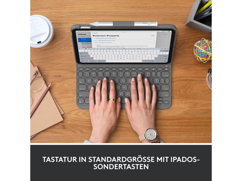 Logitech Tablet Tastatur Cover Slim Folio iPad (10. Gen, A1 Tastatur-Cover für das iPad 10.9