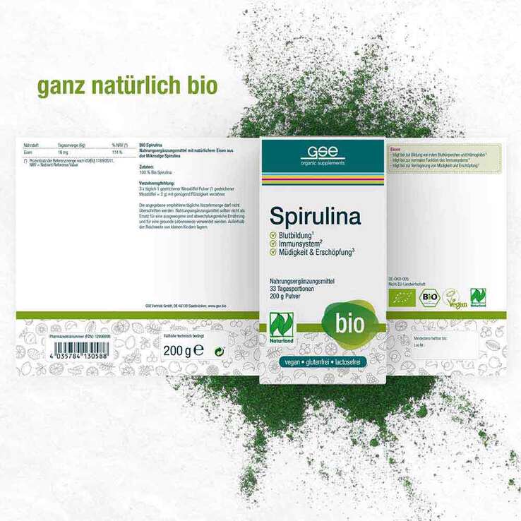 Spirulina Bio Naturland Pulver, 200 g
