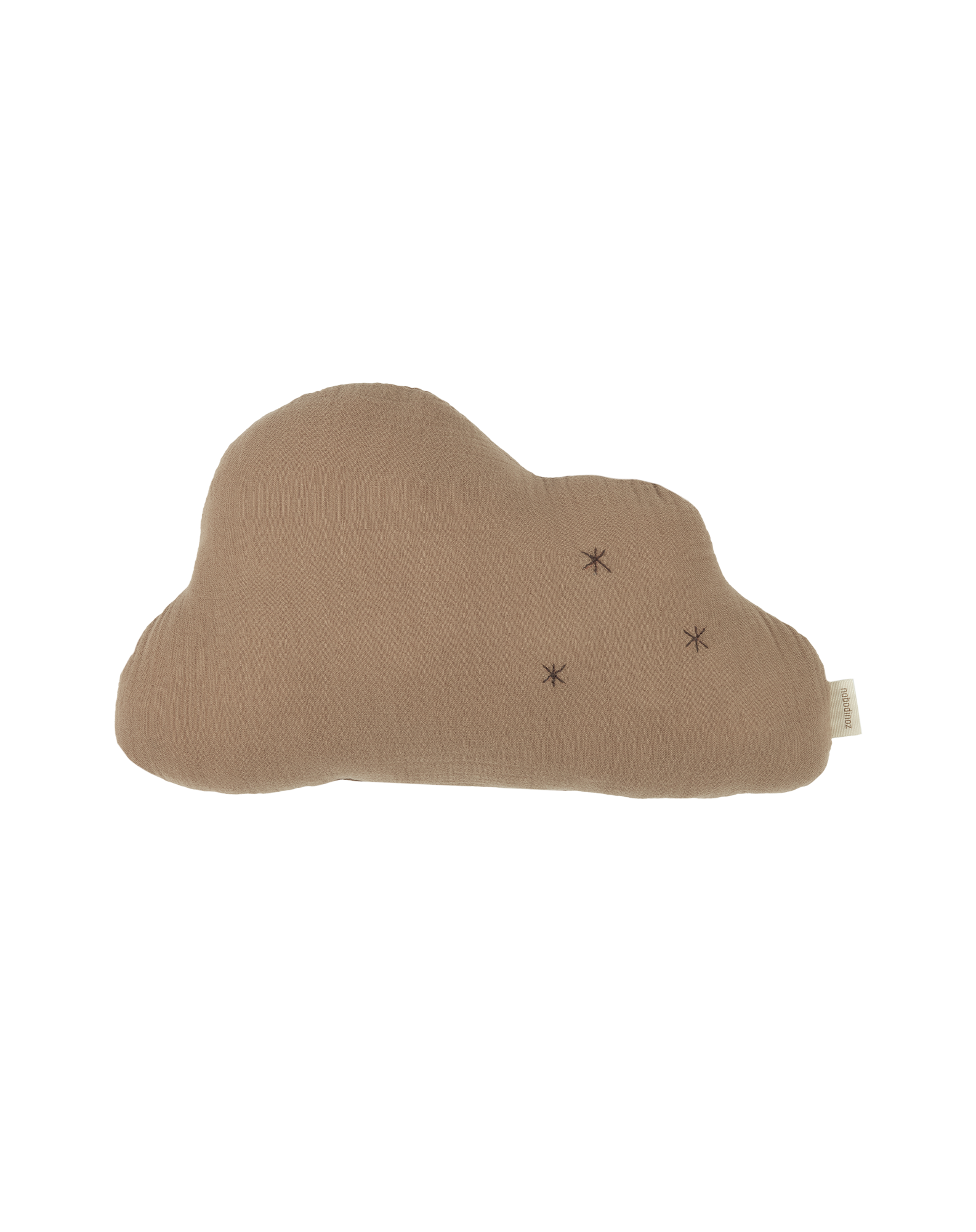Coussin wabi-sabi nuage brodé en double gaze de coton | Marron