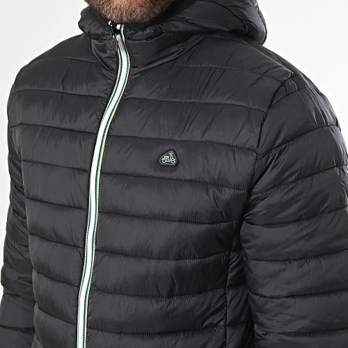 Doudoune Capuche Réversible Noir Bleu Marine
