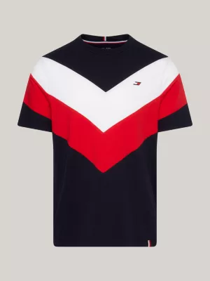 Camiseta esportiva de gola redonda com blocos de cores