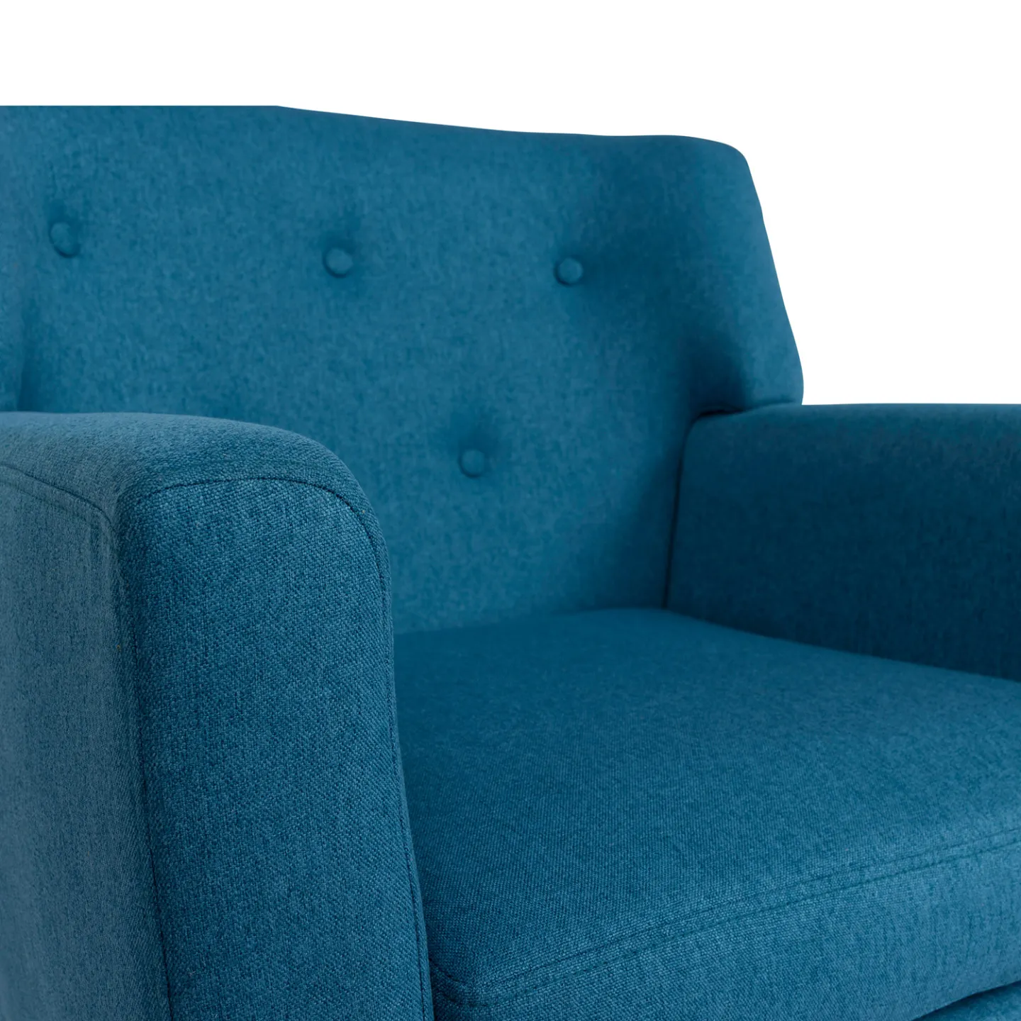 Fauteuil scandinave LIV en tissu bleu canard
