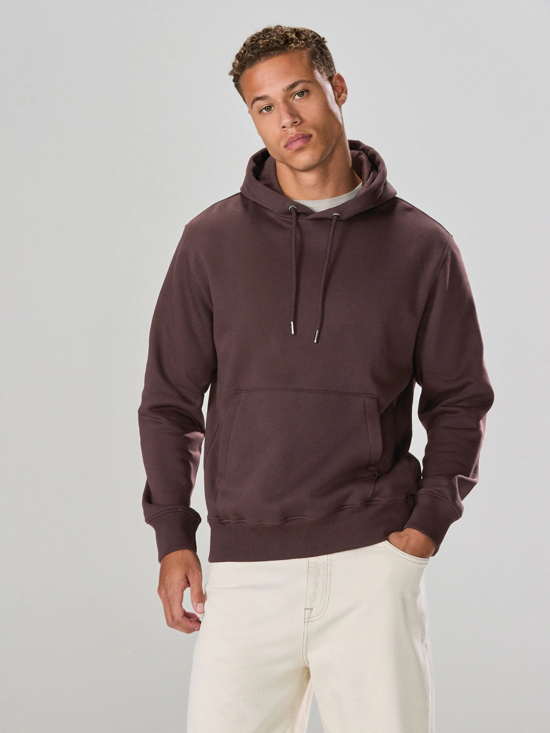 Chocoladebruin - Normale Pasvorm - Zwaargewicht Cotton Rich Jersey Hoodie