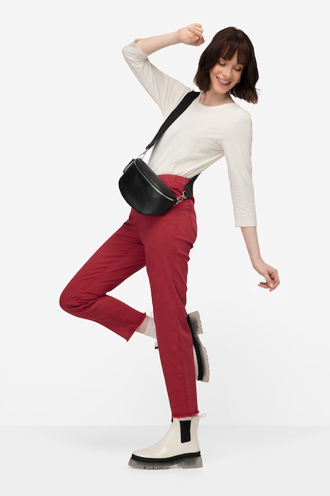 7/8-Slimhose, schmale Passform, 4-Pocket, Fransensaum, mit recyceltem Polyester