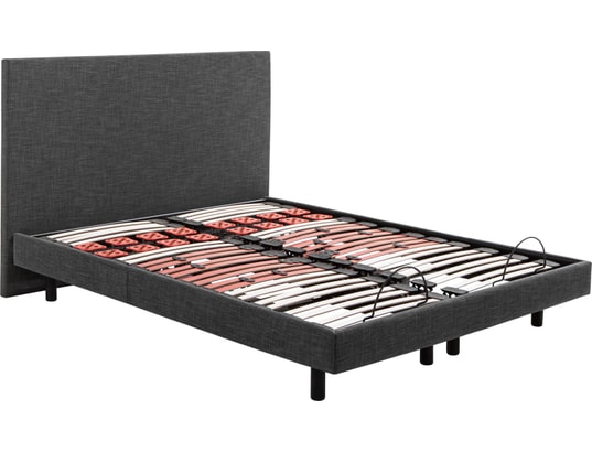 EPEDA - Sommier Electrique 2 x 80 x 200 Escapade Relax 1620D + Tête de lit gris fonce