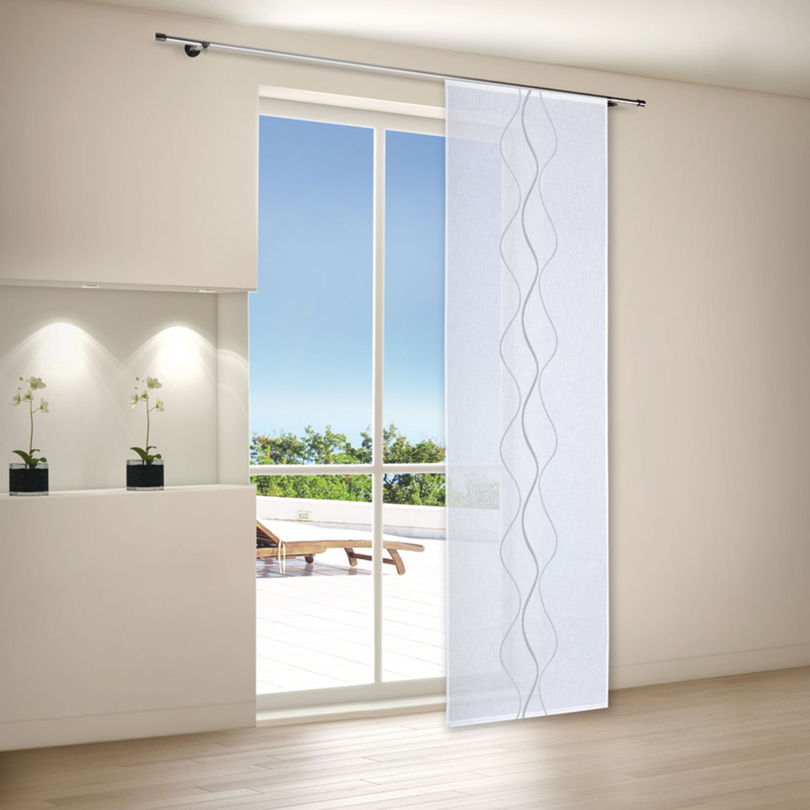 Flächenvorhang - weiß - 60x245 cm