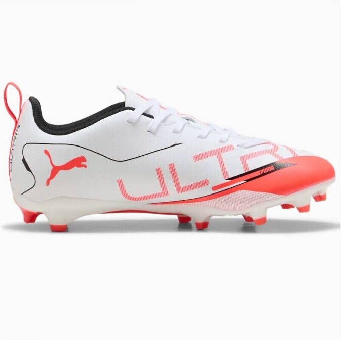 PUMA Ultra 5 Play Gras Kunstgras Voetbalschoenen (MG) Kids Wit Zwart Rood