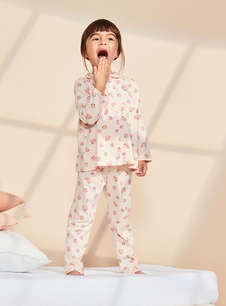 Ensemble pyjama rose pâle à coeur et fleur