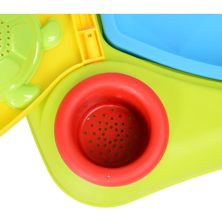 HOMCOM Kinder Sandkastentisch mit 16-tlg. Zubehör grün, gelb, orange