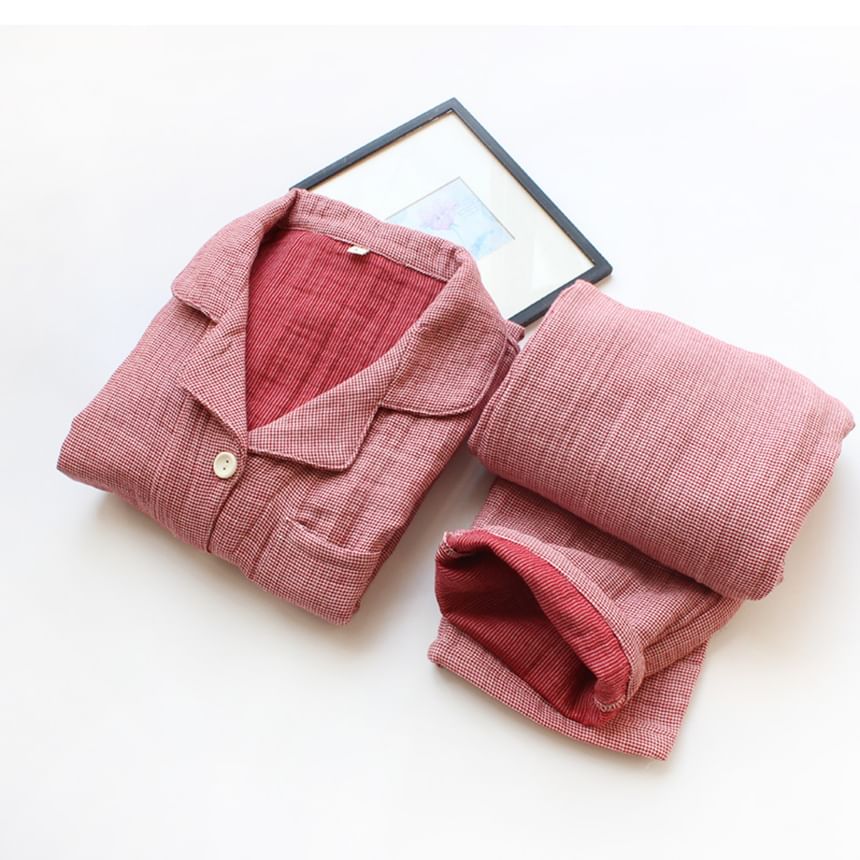 Dogini - Bijpassende pyjamaset voor koppels: geruit overhemd + broek