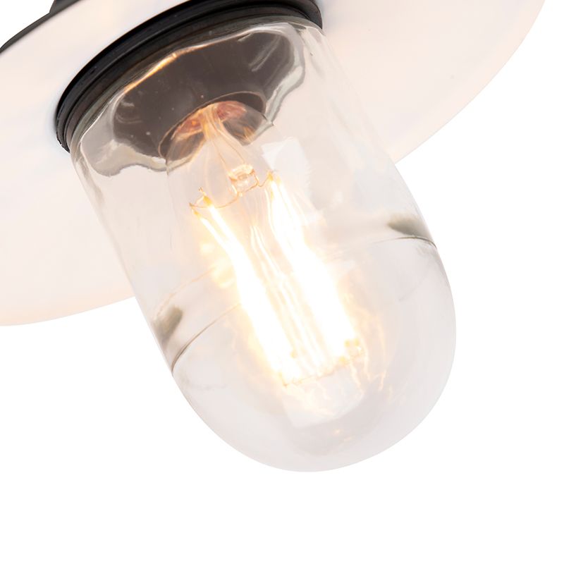 Buitenwandlamp zwart met glas IP44 - Munich