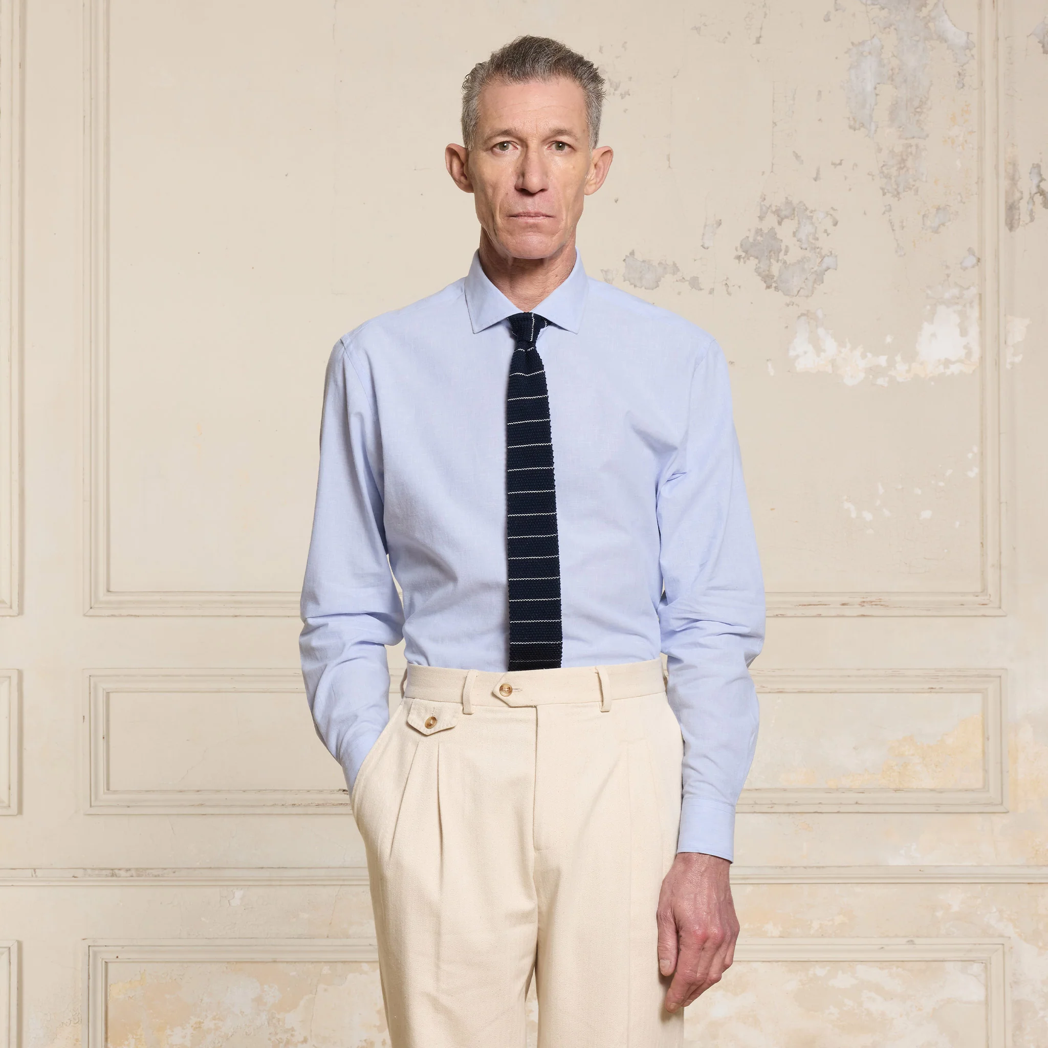 Sky blue cotton and linen shirt