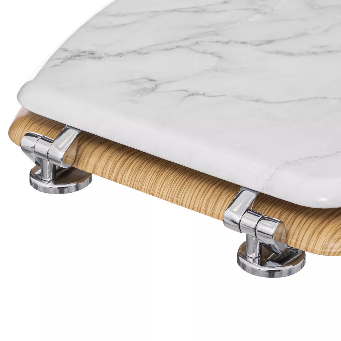 Abattant WC bois effet marbre (L36 cm) Léa Blanc