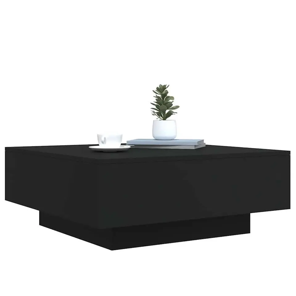 vidaXL - Vierkante salontafel - Zwart - Bewerkt hout - 80x80x31 cm